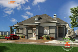 BT1T 1 Mẫu thiết kế biệt thự mini mái chéo hiện đại tại Hạ Long, Quảng Ninh