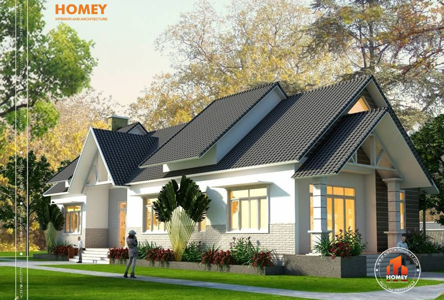 BT1T 2 1 Mẫu thiết kế biệt thự mini mái chéo hiện đại tại Hạ Long, Quảng Ninh
