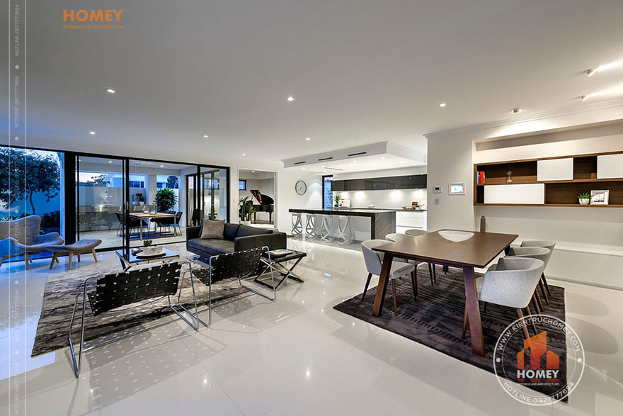 contemporary living room 1 Gợi ý giải pháp thiết kế nội thất nhà bếp đẹp và sáng tạo