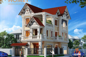 biệt thự cổ điển 3 tầng phối cảnh thiết kế