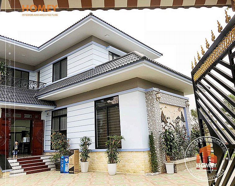 Sảnh chính biệt thự 2 tầng mái thái