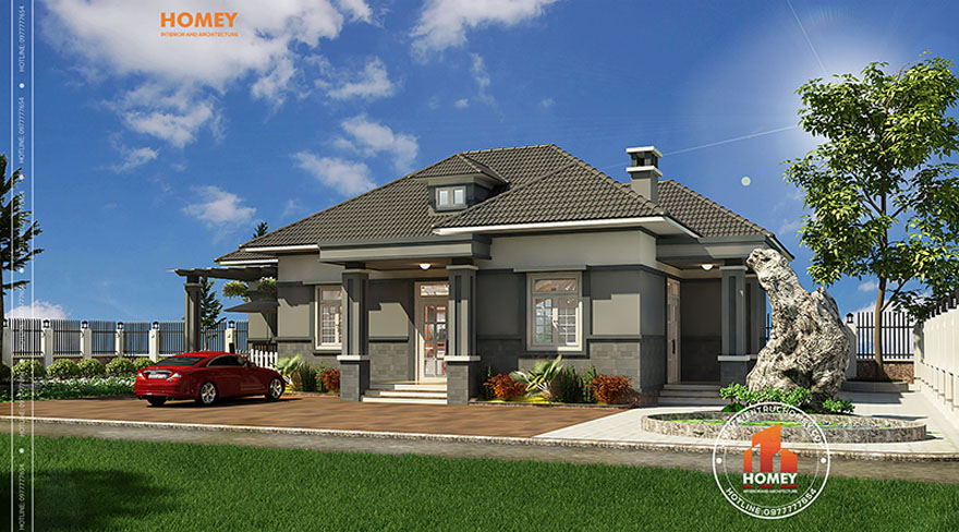 Biệt thự 1 tầng hiện đại phối cảnh 2