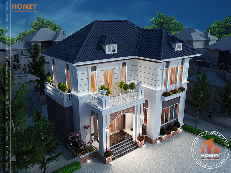 Biệt thự 2 tầng hiện đại phối cảnh