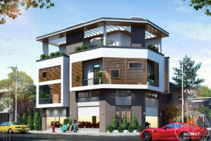 Biệt thự 3 tầng hiện đại mặt đứng