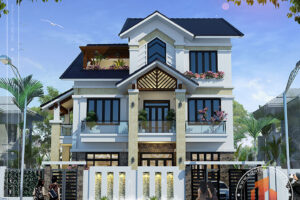 Biệt thự 3 tầng hiện đại mặt đứng