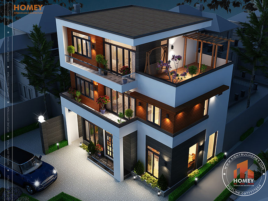 Biệt thự 3 tầng hiện đại phối cảnh