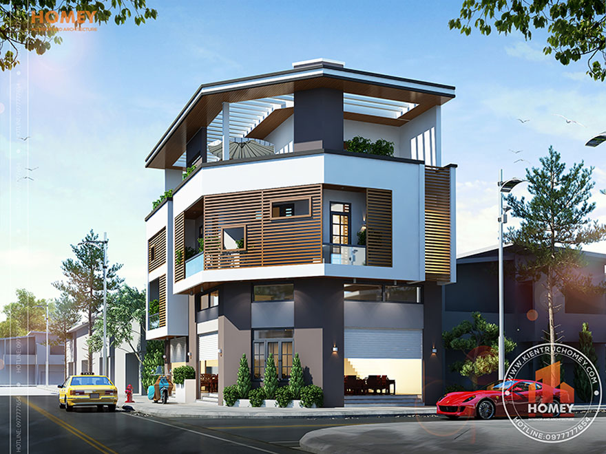 Biệt thự 3 tầng hiện đại phối cảnh 1