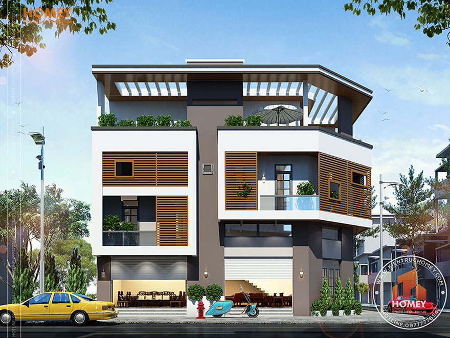 Biệt thự 3 tầng hiện đại phối cảnh 2