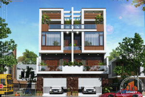 Biệt thự 4 tầng hiện đại mặt đứng