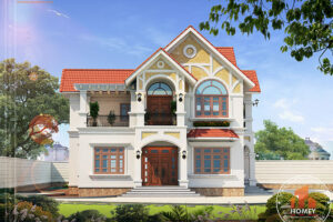 Mặt đứng biệt thự 2 tầng tân cổ điển