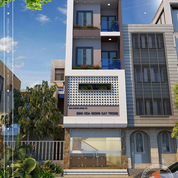 Nhà lô phố hiện đại 4 tầng Thái Bình - phối cảnh