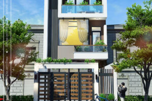 Phối cảnh nhà phố 3 tầng hiện đại