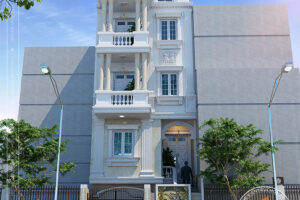 Mặt đứng nhà lô phố hiện đại 5 tầng