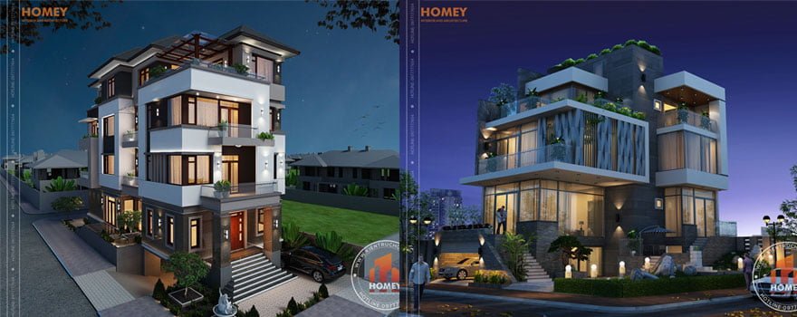 Homey thiết kế biệt thự 4 tầng 5 tầng 6 tầng