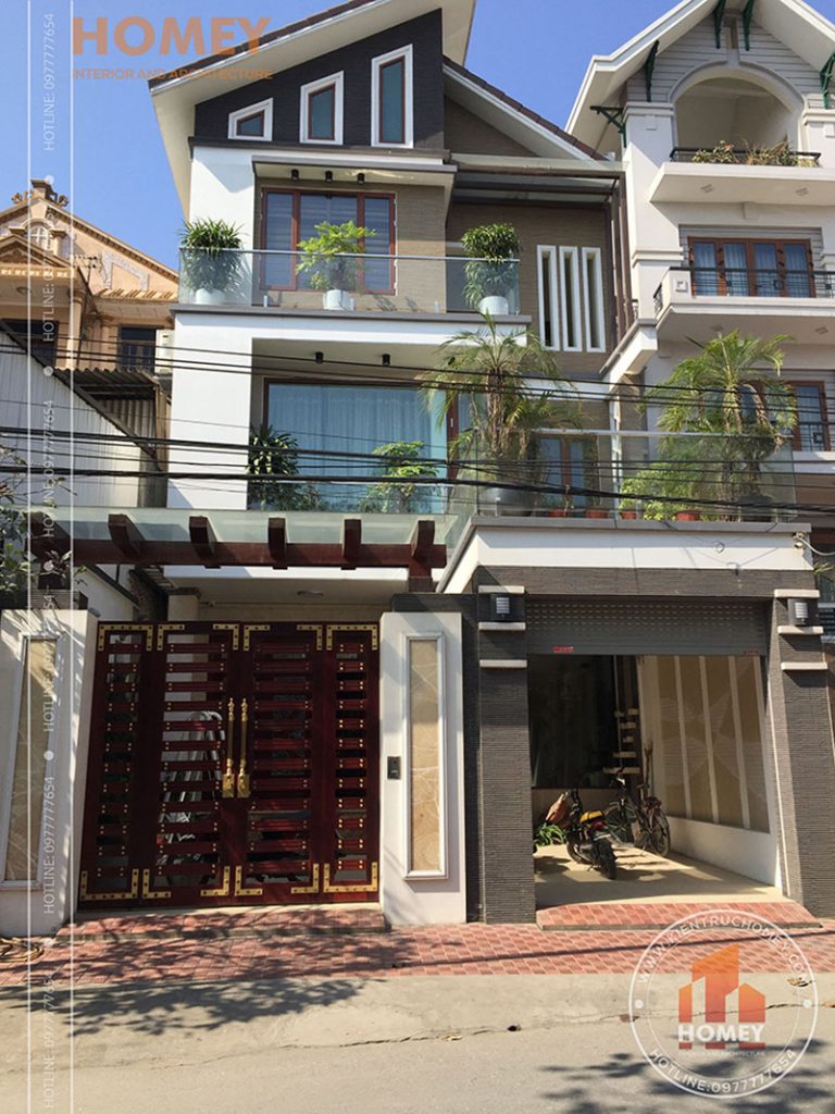 Thiết kế nhà mái lệch 2 tầng hiện đại tại Hà Tĩnh - Anh Hùng