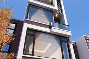 Nhà phố 4 tầng hiện đại có vách kính lớn
