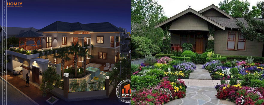 Thiết kế biệt thự sân vườn đẹp cùng kiến trúc Homey