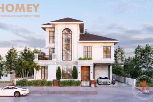 biệt thự 3 tầng tân cổ điển màu sắc trang nhã