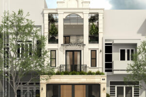 Kiến trúc lô phố tân cổ điển 8x20m Thái Nguyên mặt đứng