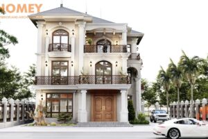biệt thự 3 tầng tân cổ điển đẹp mái chéo