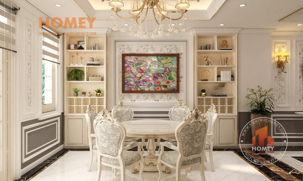 nội thất phòng bếp bàn ăn tân cổ điển sang trọng