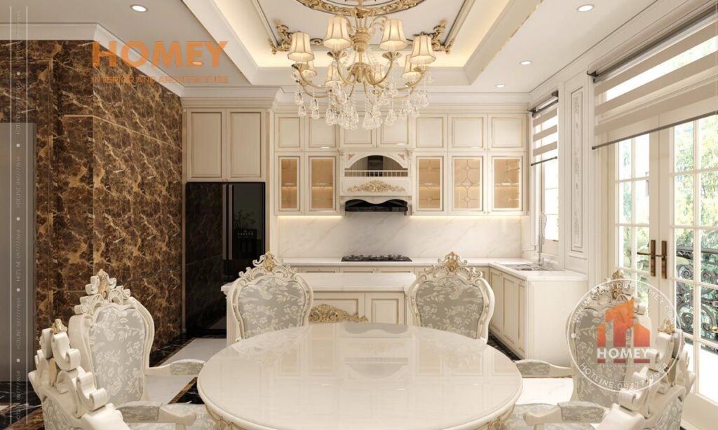 nội thất phòng bếp tân cổ điển sang trọng