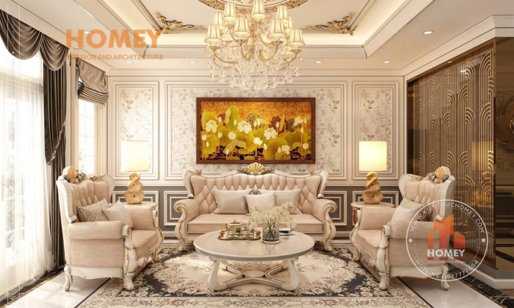 nội thất phòng khách tân cổ điển