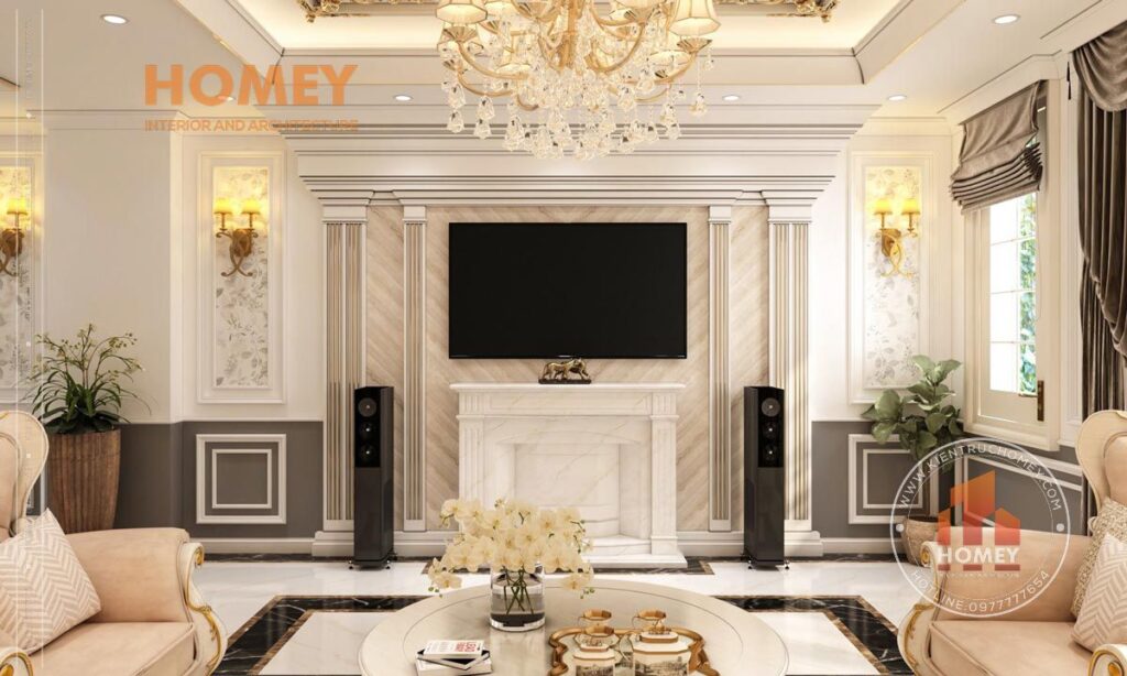 nội thất phòng khách tân cổ điển
