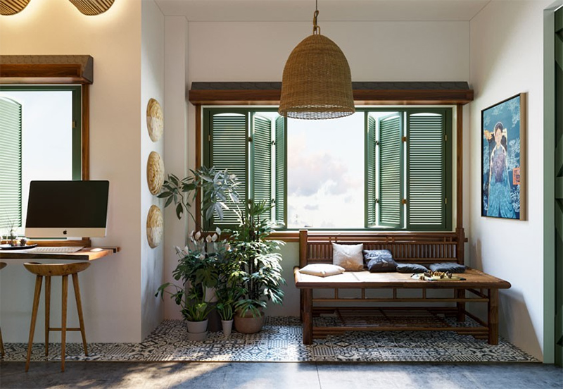 4. Không gian thiết kế homestay phong cách indochine độc đáo