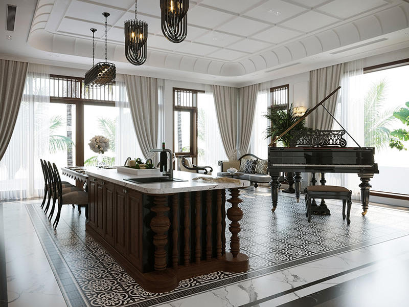 Vẻ đẹp của không gian nội thất biệt thự mang phong cách kiến trúc đông dương